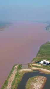 航拍黄河风光黄河入海口自然风光视频