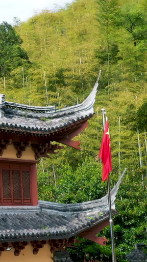 航拍杭州千年古寺釜托寺佛塔105秒视频