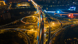4K震撼航拍延时杭州复兴大桥城市车流11秒视频