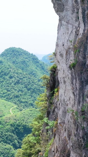 航拍近看大山峭壁穿越峡谷视角优美的自然风景航拍视觉16秒视频