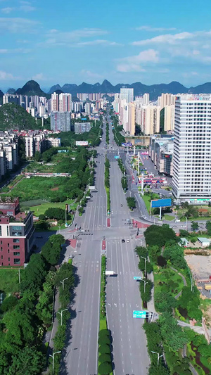 蓝天白云桂林临桂新区房产物业城市开发与建设航拍房地产56秒视频