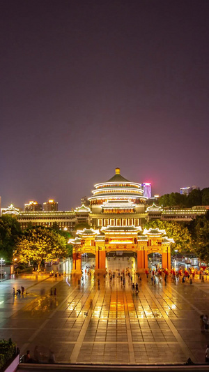 重庆市人民大礼堂夜景延迟拍摄山城夜景10秒视频