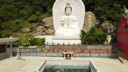 古寺 庙宇 观音像 航拍视频