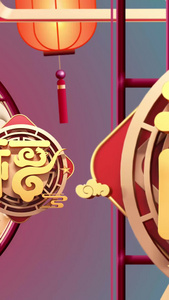 国潮风新年春节福字穿梭背景视频传统文化视频