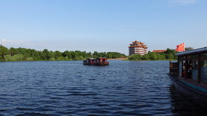 4k素材城市公园湖水游船旅游风景素材29秒视频