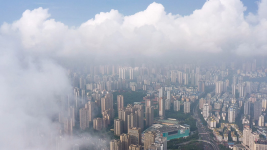 重庆夏季雨后城市穿云航拍素材视频