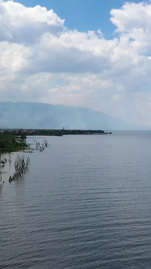 大理洱海边休闲旅游湿地小镇新农村航拍30秒视频