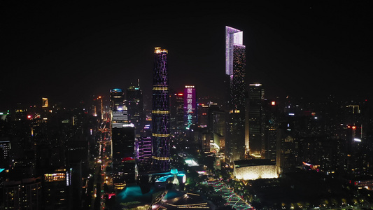 4k广州中轴线夜景航拍视频