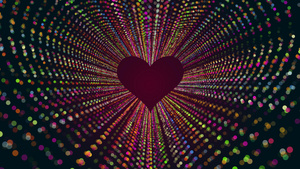 炫彩粒子爱心红心形状穿梭背景41秒视频