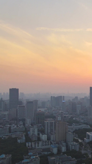 航拍城市风光夕阳晚霞落日天空素材城市素材92秒视频