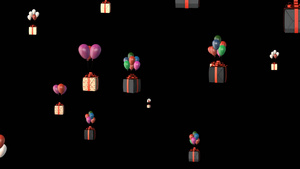透明通道唯美的多种气球礼盒落下视频素材60秒视频