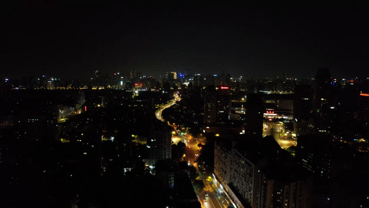 浙江杭州城市夜景灯光航拍 视频