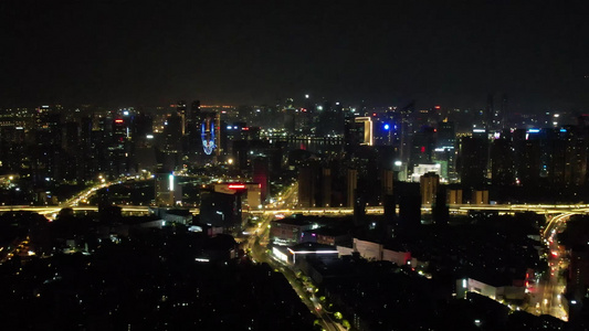 浙江杭州城市夜景灯光航拍 视频