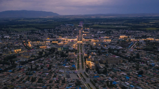 新疆八卦城日转夜延时摄影视频