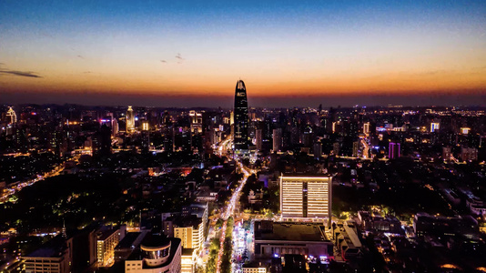 济南航拍都市夜景视频