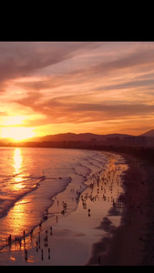 海边夕阳落日余晖摩托艇视频