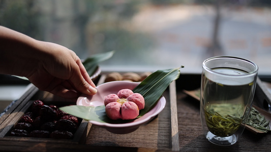 下午茶点心 桃花酥 月饼 核桃 茶文化视频