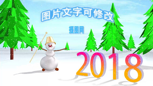 冬季雪地雪人圣诞节祝贺AE模板cc2014视频