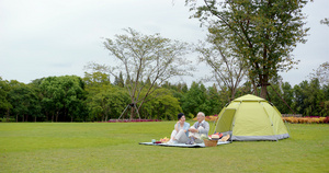 老年人在公园野餐33秒视频