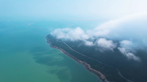 4K航拍大海风景连云港4A景区连岛景区云海风景16秒视频