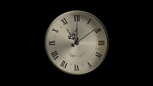 时间流逝循环古典钟表旋转动画视频