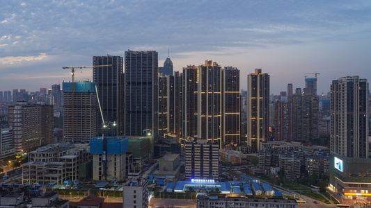 日转夜延时摄影6k素材城市夜景灯光晚霞街景视频