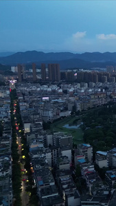 江西萍乡城市夜幕傍晚风光航拍 视频