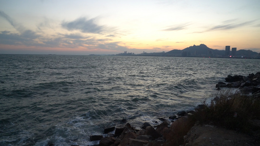 青岛海滨夕阳视频