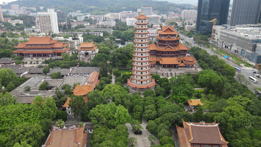 航拍福州西禅寺报恩塔历史文化古建筑视频