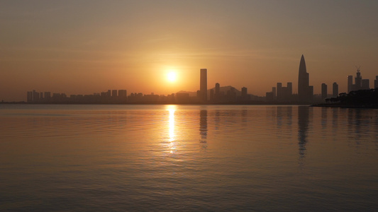 美丽日落深圳湾延时视频