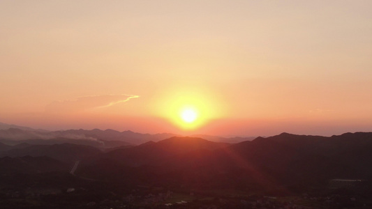 航拍日落晚霞夕阳西下自然风景视频视频