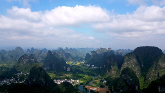 桂林阳朔遇龙河鸟瞰图视频