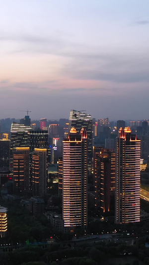 航拍风光城市夕阳晚霞天空繁华都市夜景城市素材城市建设23秒视频