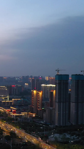 航拍风光城市夕阳晚霞天空繁华都市夜景城市素材航拍夜景视频