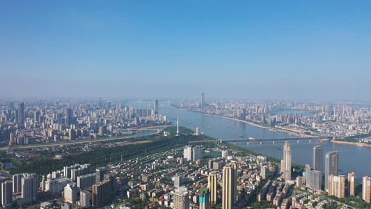 高空航拍武汉城市宣传地标风景4k素材视频