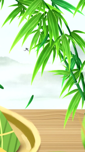 水墨山水竹子端午节背景视频中国风19秒视频