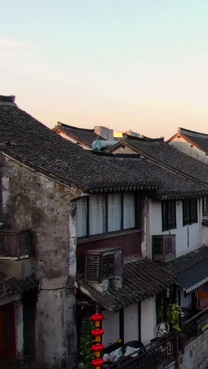 航拍5A级景区西塘古镇宁静的清晨视频旅游景区71秒视频