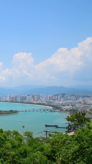 三亚鹿回头角景区观光平台美景热带城市14秒视频