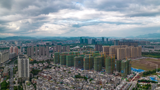 浙江义乌城市建设风光航拍延时视频