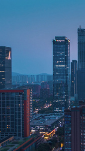南京河西CBD城市天际线日转夜过渡镜头视频