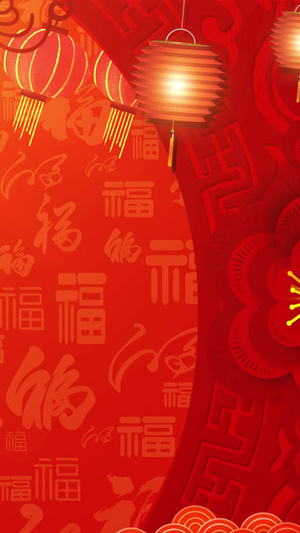 红色喜庆春节过年循环背景视频30秒视频