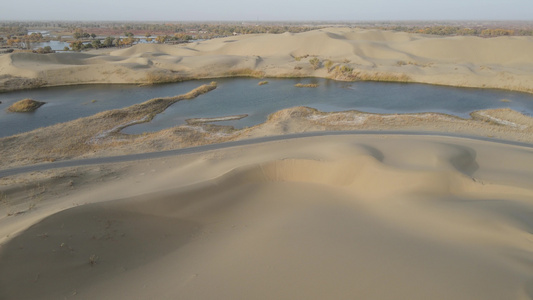 新疆南疆罗布人村寨自然风光4k航拍视频