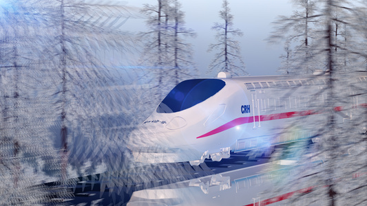 春运回家过年高铁和谐号列车3D模型视频