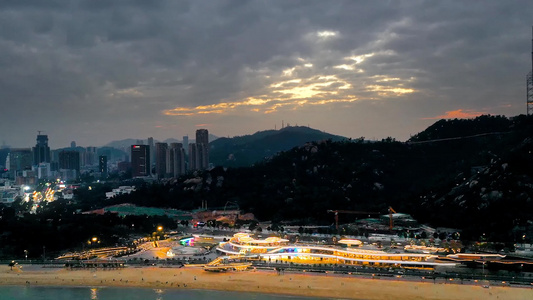 珠海航拍余晖延时之城市阳台视频