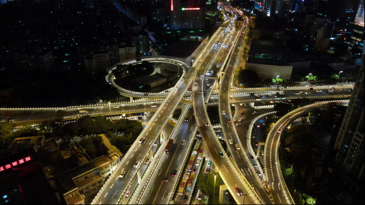 4k高清航拍广州城市立体交通中山立交桥夜景视频