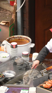 城市街头美食餐饮制作过程素材中式小吃视频