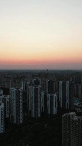 城市夕阳晚霞彩霞日出日落航拍视频