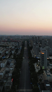 城市夕阳晚霞彩霞日出日落航拍视频