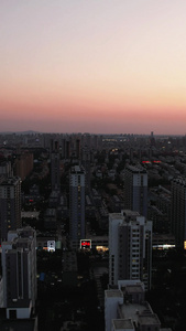 城市夕阳晚霞彩霞日出日落航拍视频