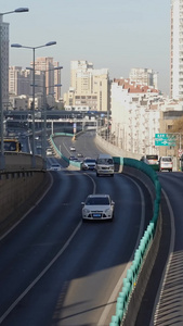 青岛城市交通延时摄影视频快速路视频